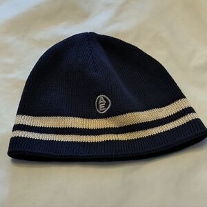 American Eagle Hat Beanie Blue  Cream Stripes One Size AE77 Performance Cotton